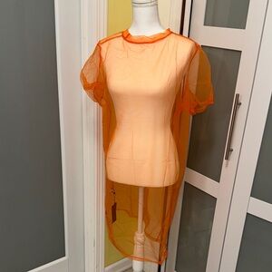 SHEIN Orange Sheer Swim Coverup